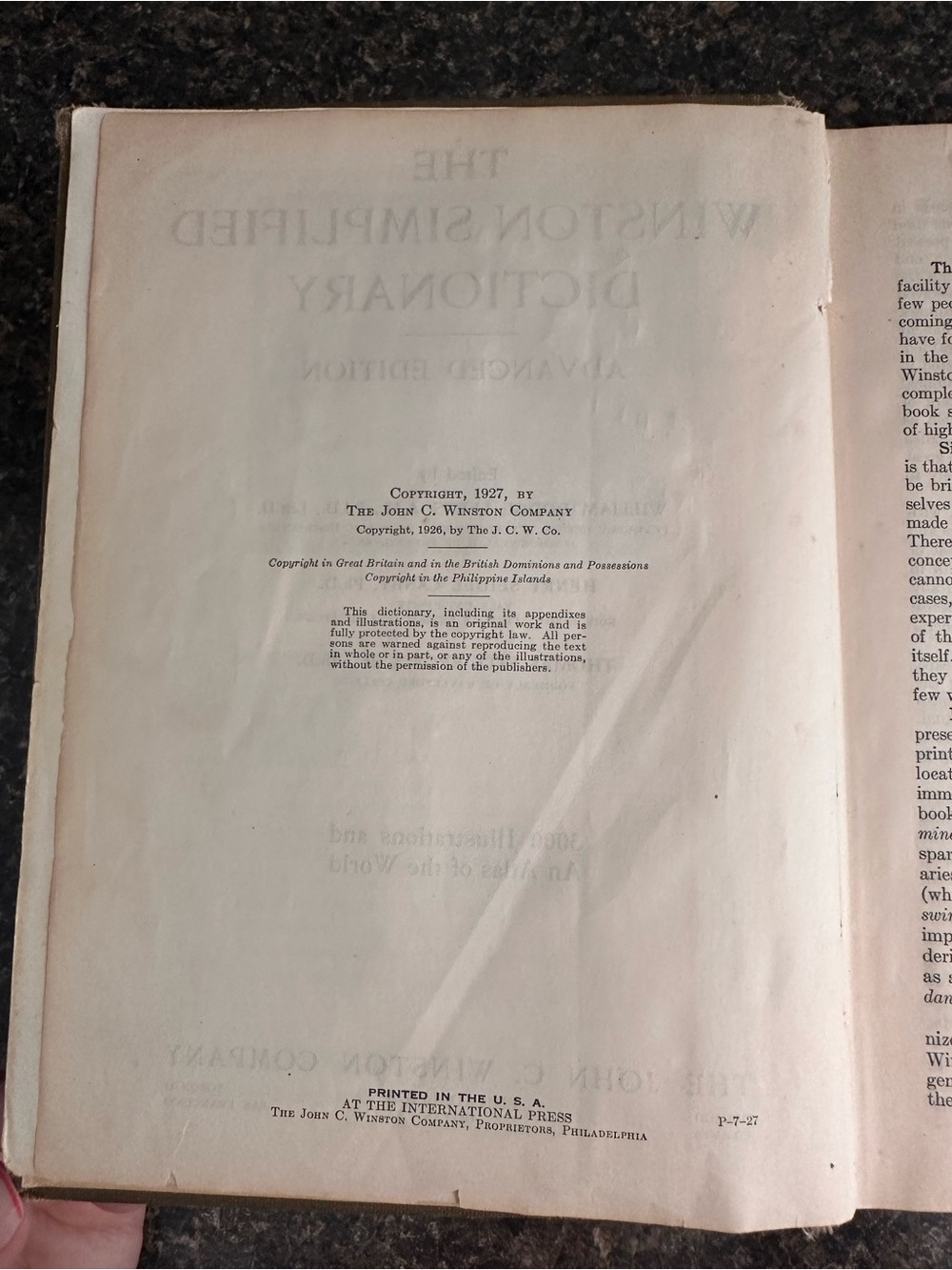 The Winston Simplified Dictionary - Olive Green Hardcover Vintage 1927 USA - Picture 3 of 6